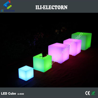 Muti-Color LED Illuminated Cube Stools 40 Cm Rechargeable Remote Control