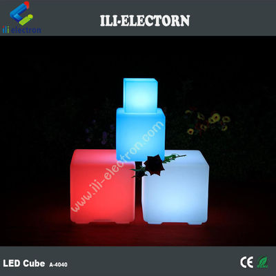 Muti-Color LED Illuminated Cube Stools 40 Cm Rechargeable Remote Control