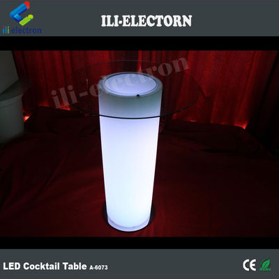 High Glass Top LED Light Cocktail Table , Illuminated Coffee Table With Ice Bucket
