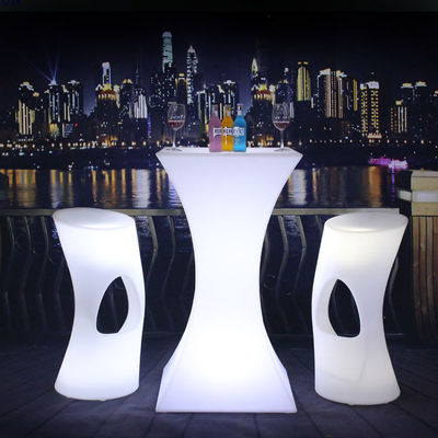 Modern design Square Set high bar cocktail white PE plastic led light bar table