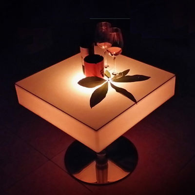 Commerical Square LED Light Up Cocktail Tables Rechargeable With Stainless Steel