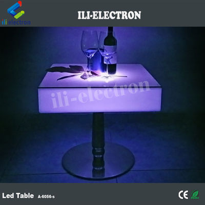 Commerical Square LED Light Up Cocktail Tables Rechargeable With Stainless Steel