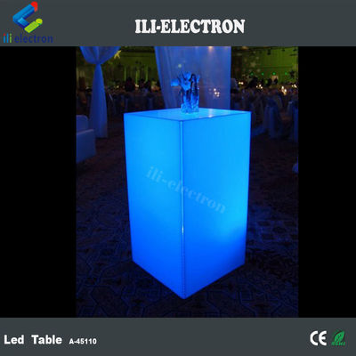 Outdoor LED Light Cocktail Table High Cuboid PE Plastic Material With Remote Control