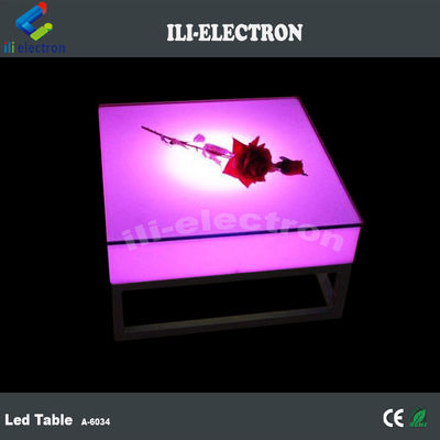 Portable square plastic led luminous table with metal shelf