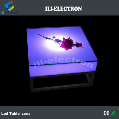 Portable square plastic led luminous table with metal shelf