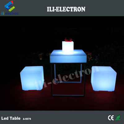 Portable square plastic led luminous table with metal shelf