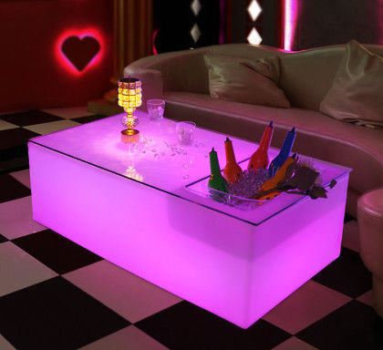 Unique wireless PE plastic led bar table with ice bucket/cooler tank