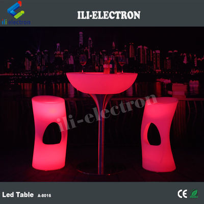 Stylish rechargeable round PE plastic LED bar table/ LED coffee table/ night culb table