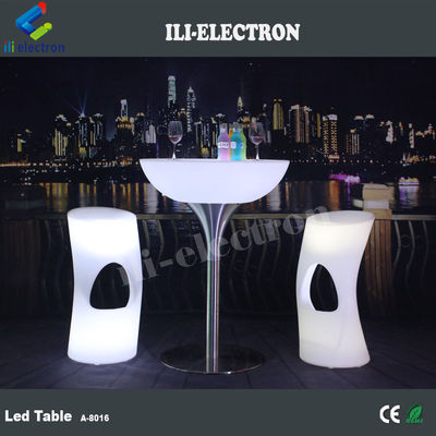 Stylish rechargeable round PE plastic LED bar table/ LED coffee table/ night culb table