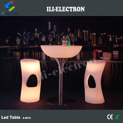Stylish rechargeable round PE plastic LED bar table/ LED coffee table/ night culb table