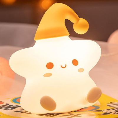 Creative Gift Stars Silicone Pat Lamp Bedroom Bedside Led Small Night Light Cute Children'S Birthday Gift