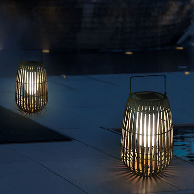 Customized Solar Rattan Garden Lanterns Portable With Handle