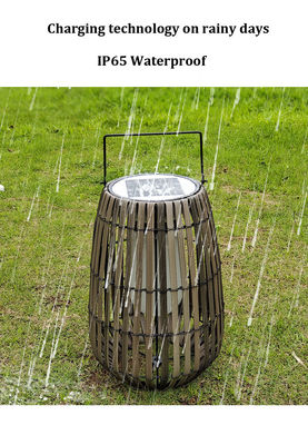 Customized Solar Rattan Garden Lanterns Portable With Handle