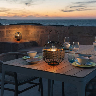 Waterproof Rattan Garden Lanterns , Outdoor Rattan Solar Lights For Balcony Decoration