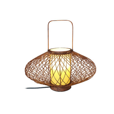 3500K Warm White Rattan Bamboo Table Lamp For Bedroom Switch Control