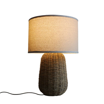 Sustainable Rattan Table Lamp , Durable Rattan Bedside Light Switch Control