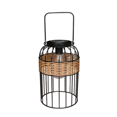 Small Portable Rattan Woven Solar Lights For Balcony Table Atmosphere
