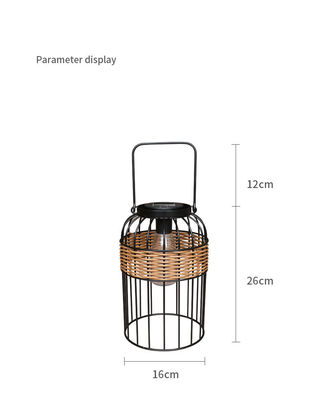 Small Portable Rattan Woven Solar Lights For Balcony Table Atmosphere