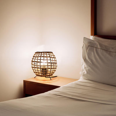 small Creative rattan ball table lamp Rattan art rattan woven bedroom decorative table lamp