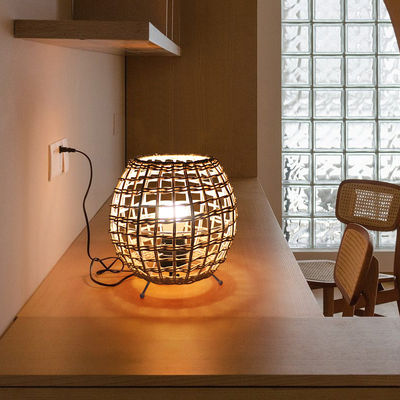 small Creative rattan ball table lamp Rattan art rattan woven bedroom decorative table lamp