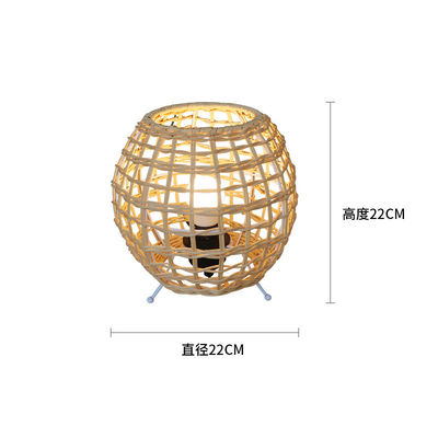 small Creative rattan ball table lamp Rattan art rattan woven bedroom decorative table lamp