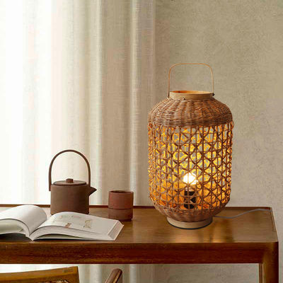 Retro Hemp Rope Rattan Woven Lamp Shade For Living Room Bedroom