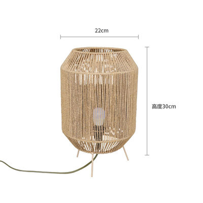 Vintage Twine Rattan Table Lamp , Handmade Wabi Sabi Table Lamp For Homestay
