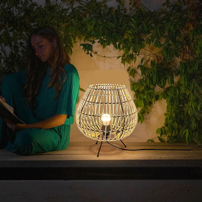 Bedroom bedside lamp Chinese style tea room atmosphere lamp bamboo rattan table lamp