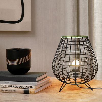Bedroom bedside lamp Chinese style tea room atmosphere lamp bamboo rattan table lamp