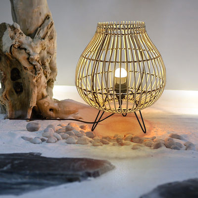 Bedroom bedside lamp Chinese style tea room atmosphere lamp bamboo rattan table lamp