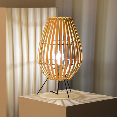 Bedroom bedside lamp Chinese style tea room atmosphere lamp bamboo rattan table lamp