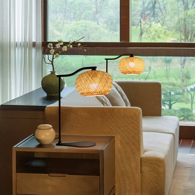 Customized  Bamboo Bedside Table Lamp 2700K Soft Warm White For Home Decor