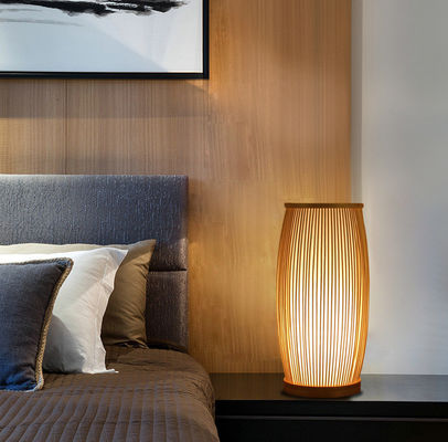 Customized  Bamboo Bedside Table Lamp 2700K Soft Warm White For Home Decor