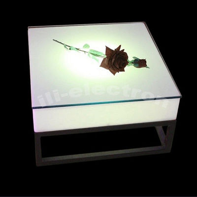 Outdoor Waterproof LED Light Cocktail Table Rechargeable Square Shape With Metal Stand