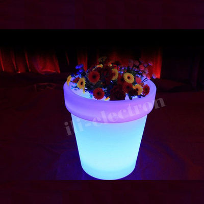 Rechargeable LED Light Planter , Illuminated Planters Outdoor Round Color Changing