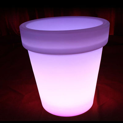 Rechargeable LED Light Planter , Illuminated Planters Outdoor Round Color Changing