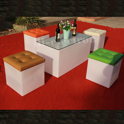 Multifunctional LED Ice Bucket Square Shape PE Plastic Material With Leather Lid
