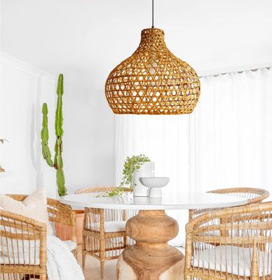 Wabi-Sabi Rattan Chandelier Art Lamps Hand Woven Rattan Latern For Garden