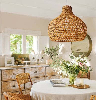 Wabi-Sabi Rattan Chandelier Art Lamps Hand Woven Rattan Latern For Garden