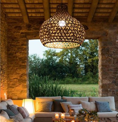 Wabi-Sabi Rattan Chandelier Art Lamps Hand Woven Rattan Latern For Garden