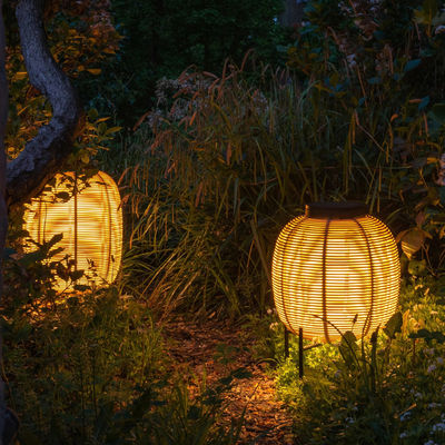 Outdoor Rattan Decorative Portable Waterproof Floor Lamp Solar Garden Light