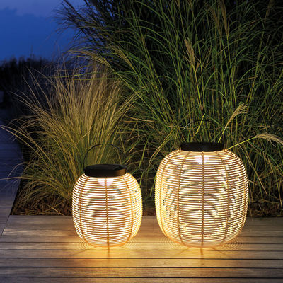 Outdoor Rattan Decorative Portable Waterproof Floor Lamp Solar Garden Light