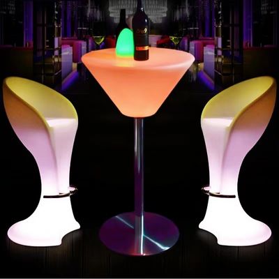 Remote Control Manual Adapter PE Plastic Illuminated LED Cocktail Table For Nightclubs