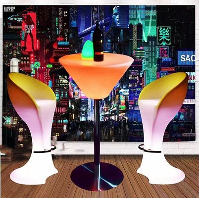 Remote Control Manual Adapter PE Plastic Illuminated LED Cocktail Table For Nightclubs