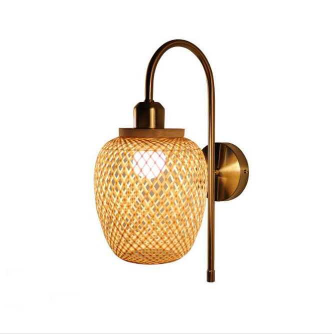 Nodic Woven Bamboo Rattan Wall Lights For Bedroom Living Room Decoration