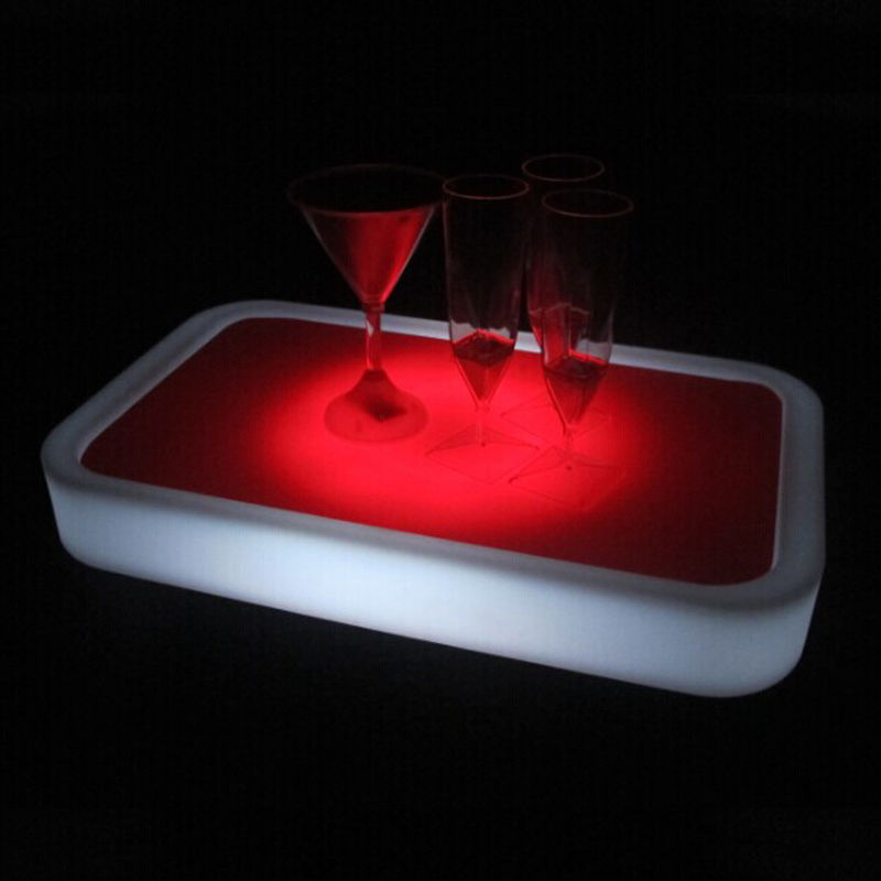 party club used wireless control color changing illuminated electric serving tray