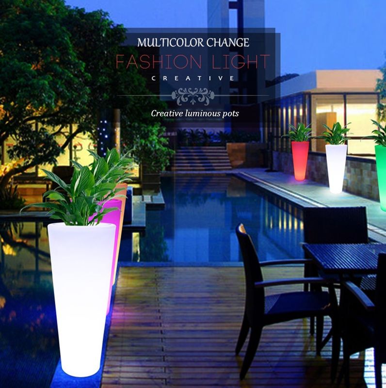 illuminated highboy led artificial flower pot with 16 colors changing with remote control