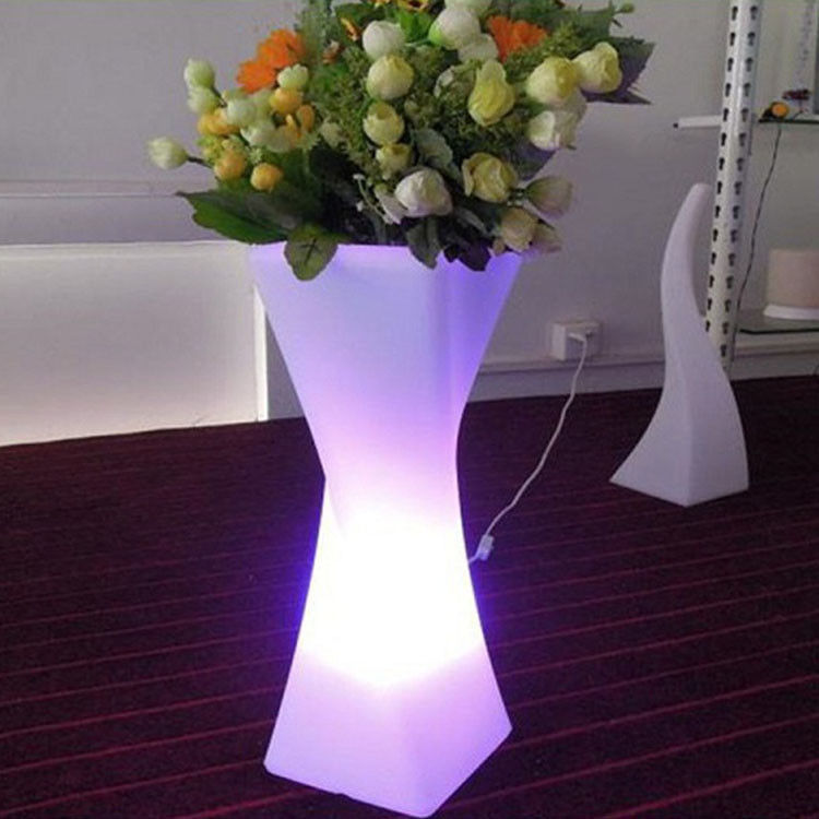 Rechargeable Single LED Lighted Twisted Flower Pot  Customised Color