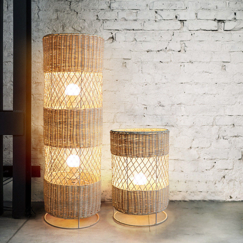 Handmade Led rattan wicker floor lamp For Living Room Decoration