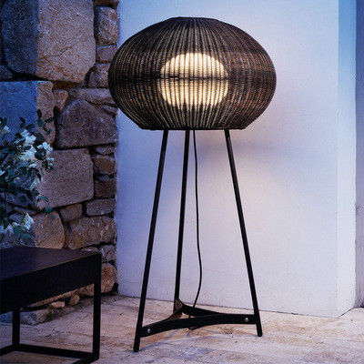 Modern Outdoor Rattan Floor Lamp IP44 Waterproof For Hotel Decoration